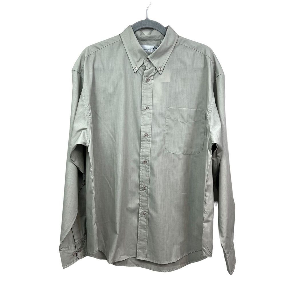 Munsingwear Penguin Button Down Shirt Wrinkle Stain Resistant Gray Men Size L*